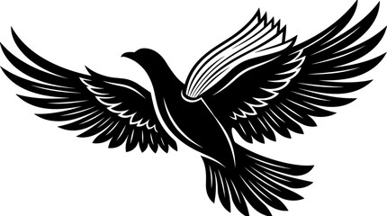 Obraz premium Book silhouette transforming into a flying bird, creative education concept, black vector graphic isolated on white background