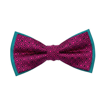 Pink and teal patterned bow tie for formal wear
