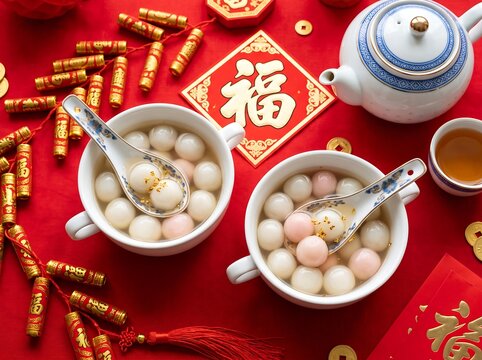Traditional Chinese Glutinous Rice Balls for Lunar New Year Celebration