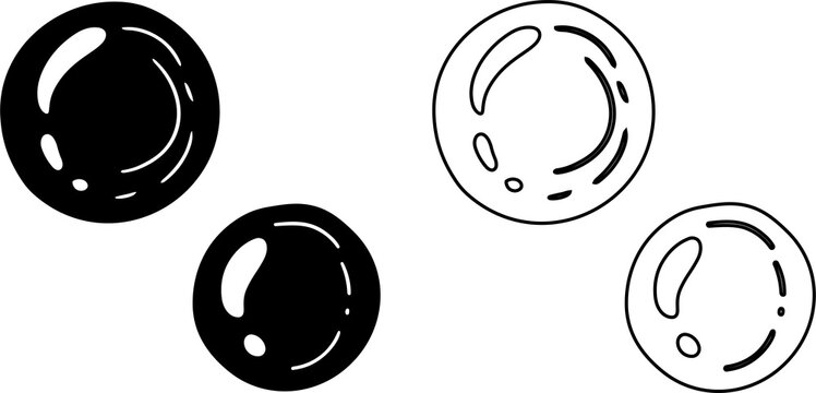 Abstract illustration of four solid and outline circles with black and white