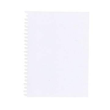 Blank white torn spiral notebook paper, Isolated on a transparent background
