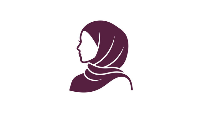 Woman wearing a purple hijab vector graphic representing modern Muslim culture and identity.