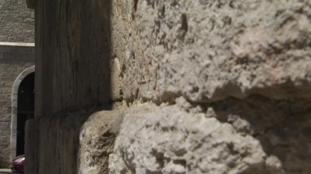 Ancient stone wall detail in Jerusalem Old City - Focus