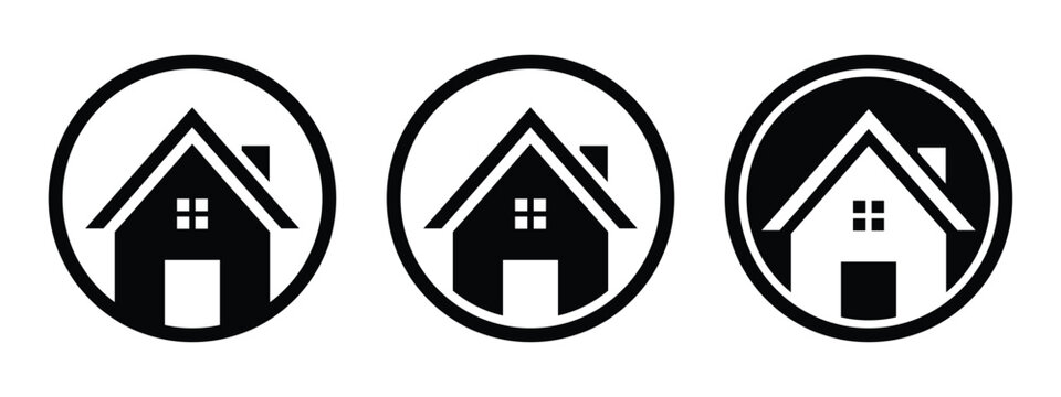 Home icon set for website, mobile app UI, or real estate vector symbol.
