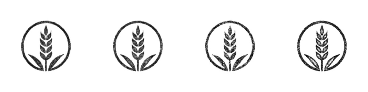 Monochrome sketch wheat logo design set