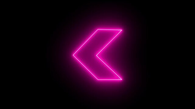 Neon sign Minimalist red arrow pointing leftwards animation. Arrow Left direction animated. Left-directional red arrow loop animation. Animated arrows for the overlay video layer. Swipe left icon.