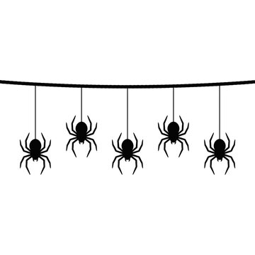 Halloween spider silhouettes hanging on a string for festive decoration