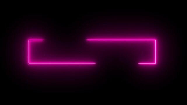 Glowing neon line rectangle box with quotation marks animation. Animated square quote frame design for textual quotation, paraphrasing, or text spoken, asking question mark.
