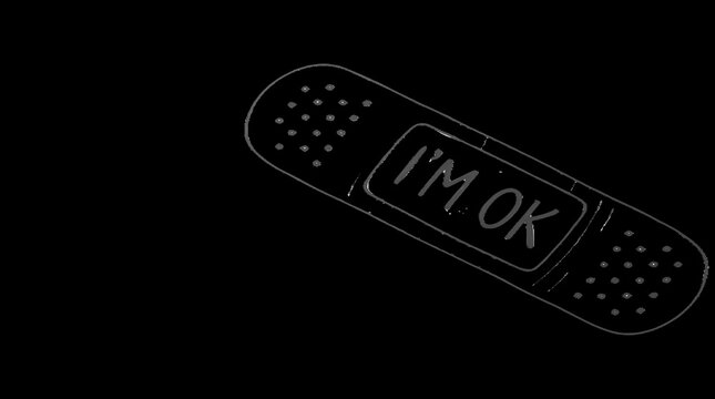 Adhesive bandage with i am ok text inscription first aid medical equipment