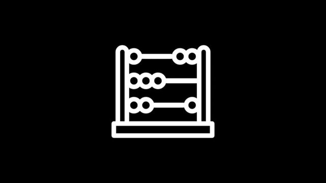 Animated abacus icon with beads moving on rods for counting and calculation