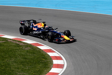 Obraz premium May 24, 2026, Montreal, Canada, Max Verstappen races for Red Bull Racing at the F1 Canadian Grand Prix
