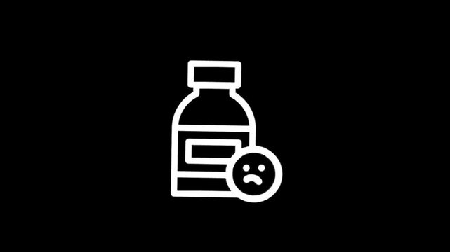 Sad face icon on medicine bottle, representing negative side effects or dissatisfaction