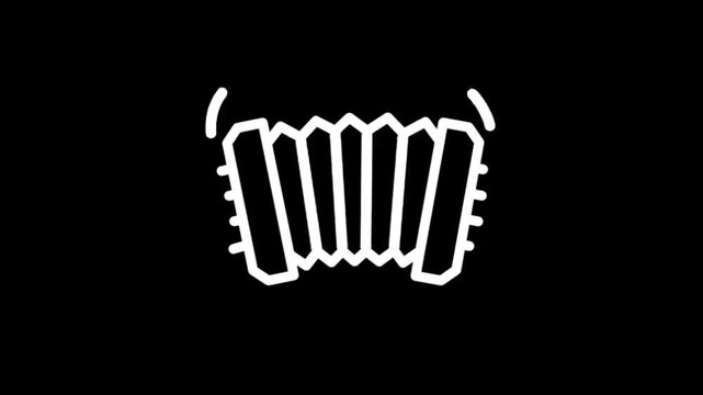 Animated accordion icon on a black background for musical themes
