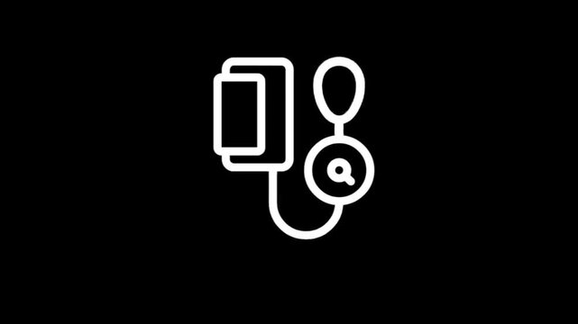 Animated icon of a blood pressure monitor for medical and health-related content