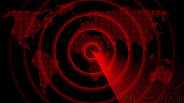 Digital air defense hud radar screen icon. Shooting down enemy missile, plane or drone. Radar point to detect enemy position. 4k Advanced technology with binary number countdown. 