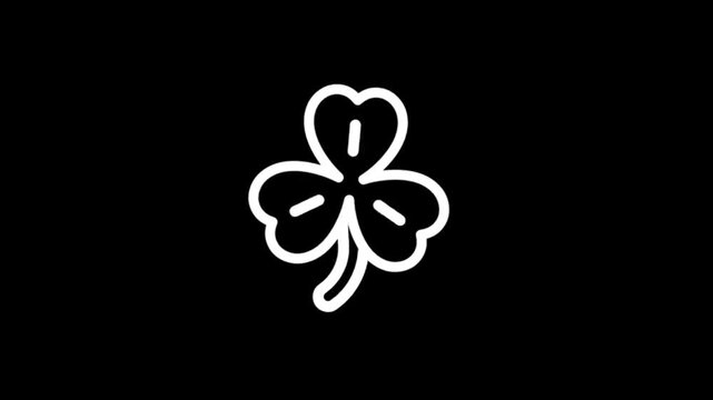 Simple white shamrock icons on a black background for St. Patrick's Day