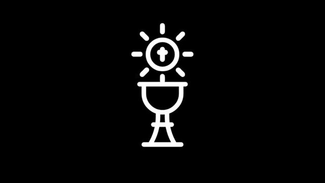 Christian communion chalice and host icons with sunburst effect
