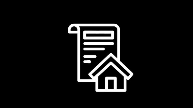 Real estate contract and home icon animation for property transactions
