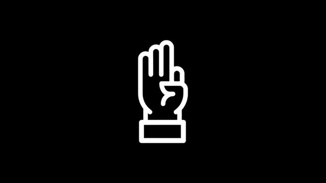 Animated white hand gestures on black background, showing different actions