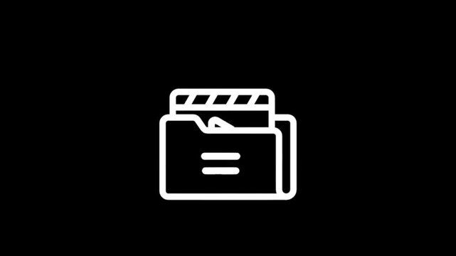 Digital media folder icon with play button and document symbol