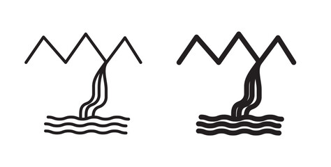 Fototapeta premium Waterfall icon flat outline in black