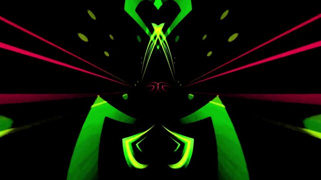Abstract neon laser patterns moving in dynamic light tunnel