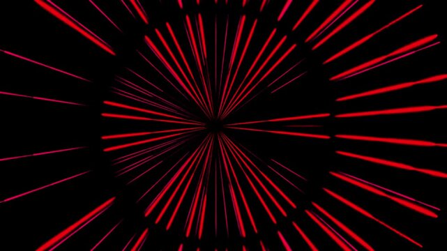 Abstract red light streaks moving fast in tunnel motion effect