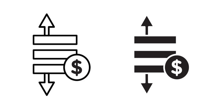 Operating profit loss icon flat outline in black
