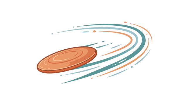 Flying frisbee disc illustration with motion lines on white background
