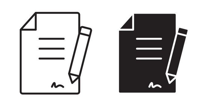 Contract icon flat outline in black