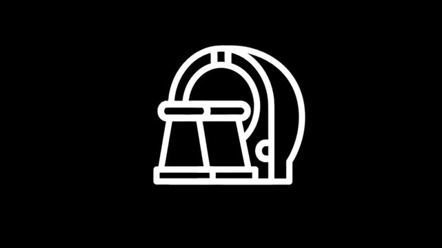 Simple white icon of a retro jukebox on a black background