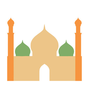 Stylized Mosque with Domes and Minarets