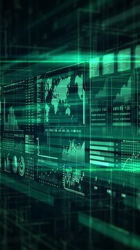 Futuristic digital business data analysis interface