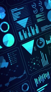 Futuristic digital data interface with animated chart with horizontal movement