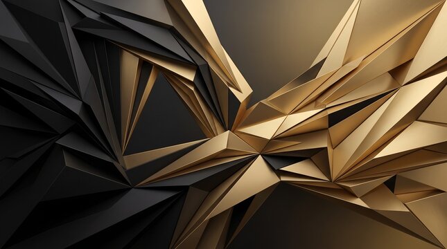 Abstract geometric background with elegant black and gold polygonal shapes
