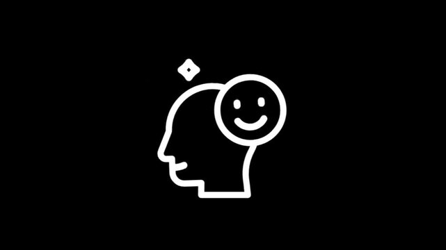 Positive mindset icon with smiling face and sparkling elements