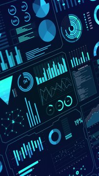 Futuristic digital data interface with animated char