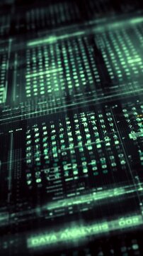 Futuristic digital interface with flowing data analysis