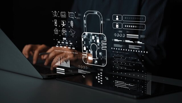 Cyber security system protecting digital infrastructure. Cyber security ensures data safety, prevents breaches, cyber security strengthens defense, and supports secure operations. Marrow