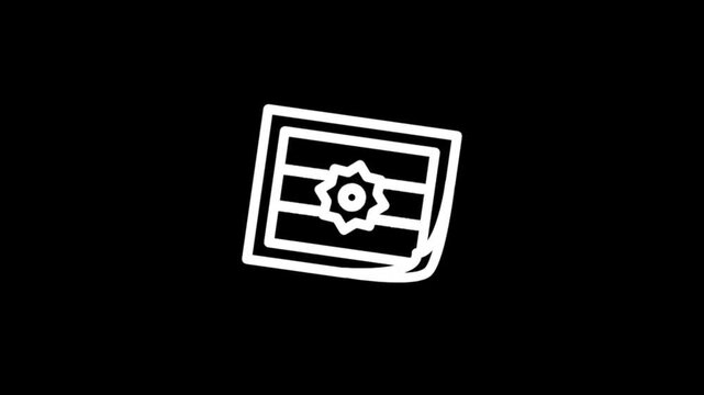 Animated stamp icon with geometric pattern rotates and zooms