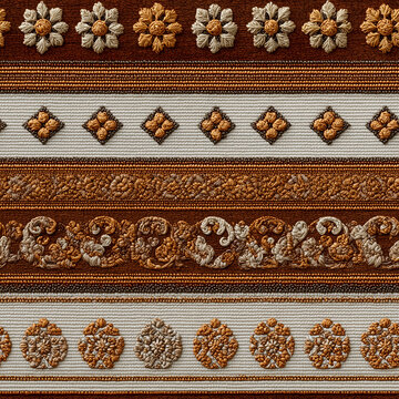 Seamless pattern of a traditional handwoven textile pattern in monochrome brown and white