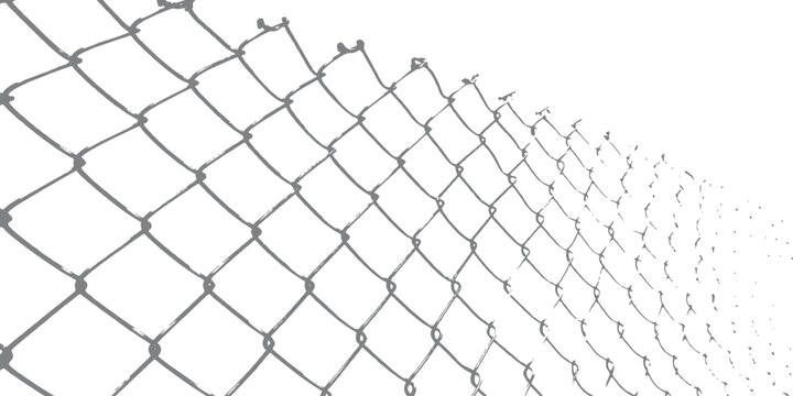 Abstract grey chain link fence pattern with diagonal perspective graphic lines vector illustration.