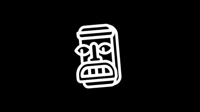Animated Tiki Mask Icon with Simple Design on Black Background