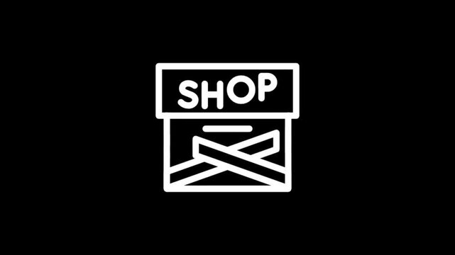 Animated shopping cart icon with different stages of packaging and delivery