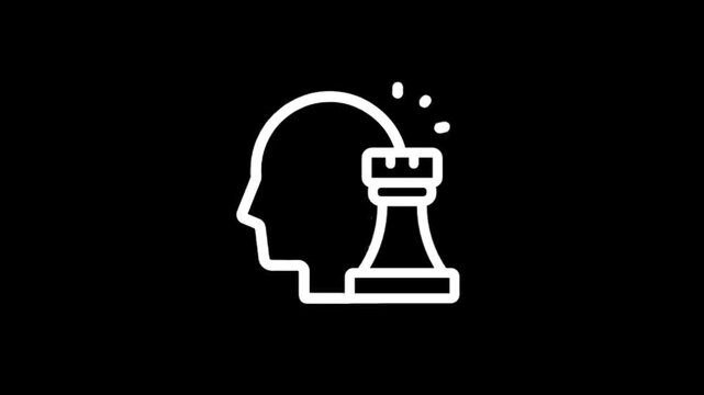 Strategic thinking and planning icon with gears and chess piece