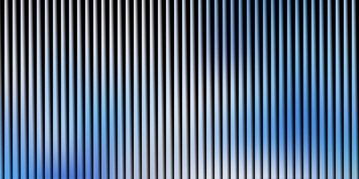 Vertical metallic bars background with blue light glowing from behind the dark parallel lines.
