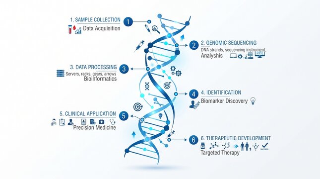 DNA sequencing and genomic analysis infographic process flow chart