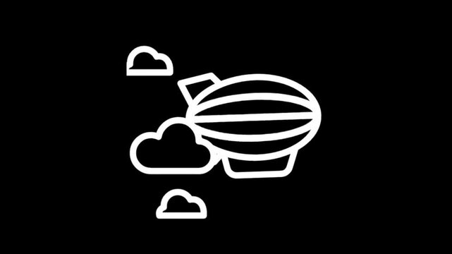 Animated icon of a hot air balloon ascending through clouds and sun