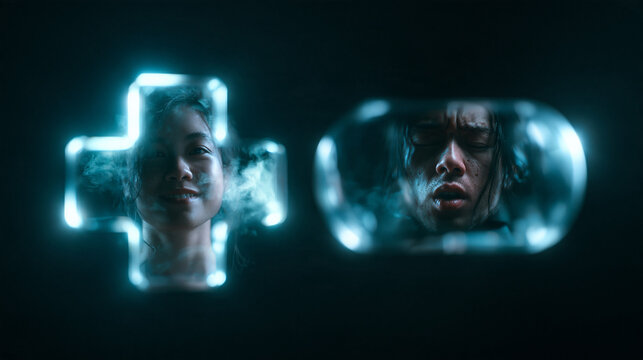 Conceptual Portrait of Healthcare Relief and Drug Addiction