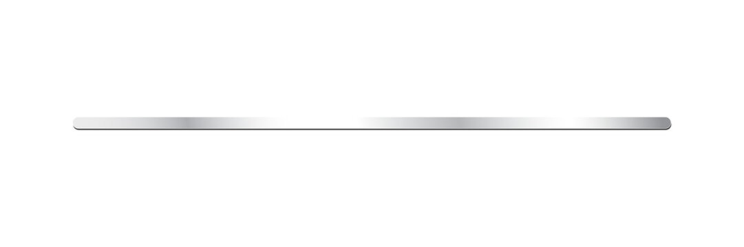 Metallic 3d silver steel gradient bar single line with polished chrome finish and reflective industrial metal texture isolated on transparent background for modern design